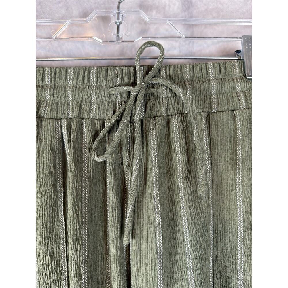 Ruby & Wren Drawstring Wide Leg Pants in Green & White Stripe Size S Nordstrom - Picture 4 of 9